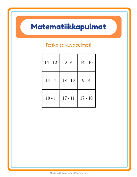 Esikatselu: Matematiikkapulma-tehtäväarkki, aiheena Kukat, 1. luokka