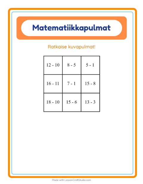 Matematiikkapulma, vähennyslasku – Lemmikit