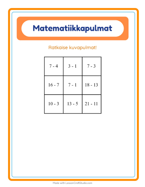 Matematiikkapulma, vähennyslasku – Linnut