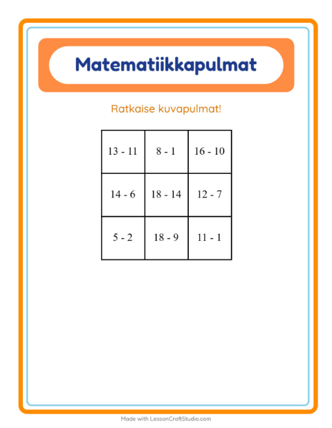 Matematiikkapulma, vähennyslasku – Maatilan eläimet