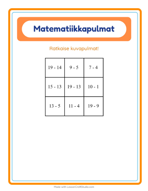 Esikatselu: Matematiikkapulma-tehtäväarkki, aiheena Merielämä, 1. luokka