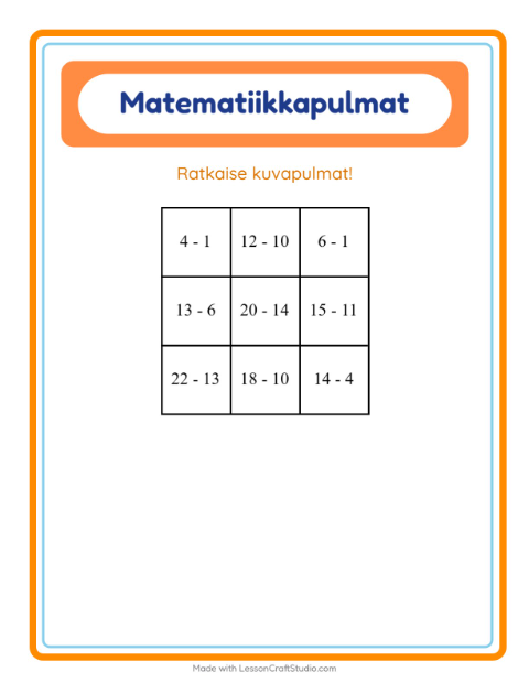 Esikatselu: Matematiikkapulma-tehtäväarkki, aiheena Puut, 1. luokka