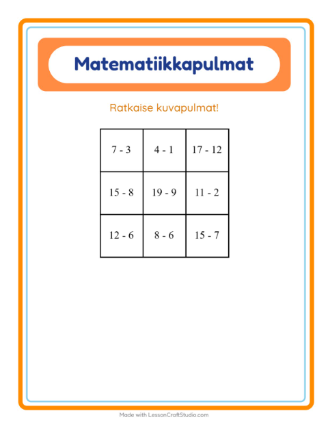 Matematiikkapulma, vähennyslasku – Ruokakaupassa
