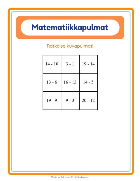 Matematiikkapulma, vähennyslasku – Sairaala