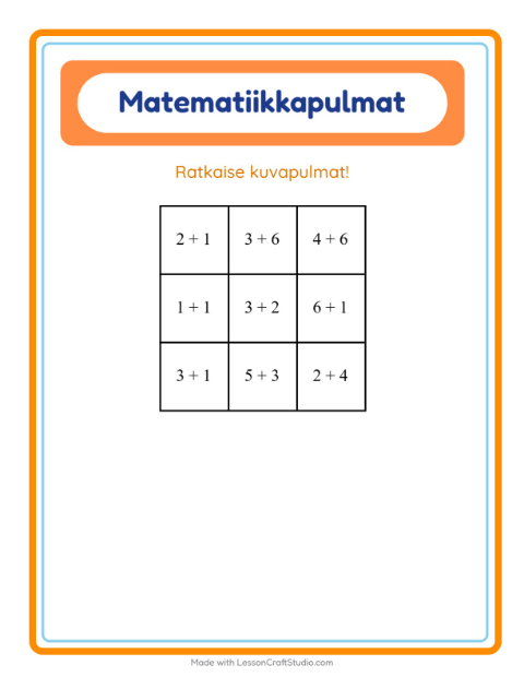Esikatselu: Matematiikkapulma-tehtäväarkki, aiheena Asusteet, 1. luokka