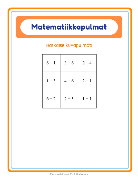Matematiikkapulma, yhteenlasku – Joulu