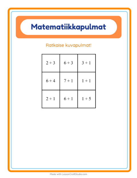 Matematiikkapulma, yhteenlasku – Merielämä