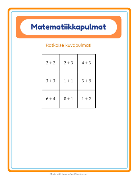 Matematiikkapulma, yhteenlasku – Puut