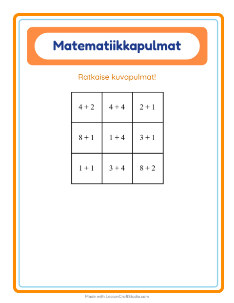 Matematiikkapulma, yhteenlasku – Ranta