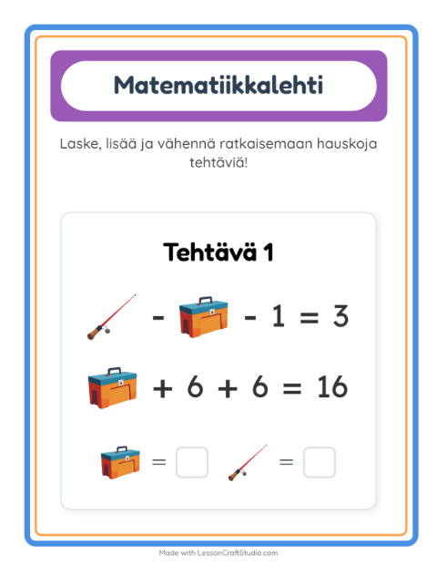 Esikatselu: Päättele kuvien arvot, kaksi kuvaa: Leirielämä – 1. luokan oppilaille