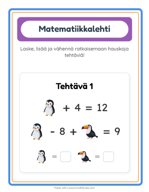 Päättele kahdella kuvalla – Linnut