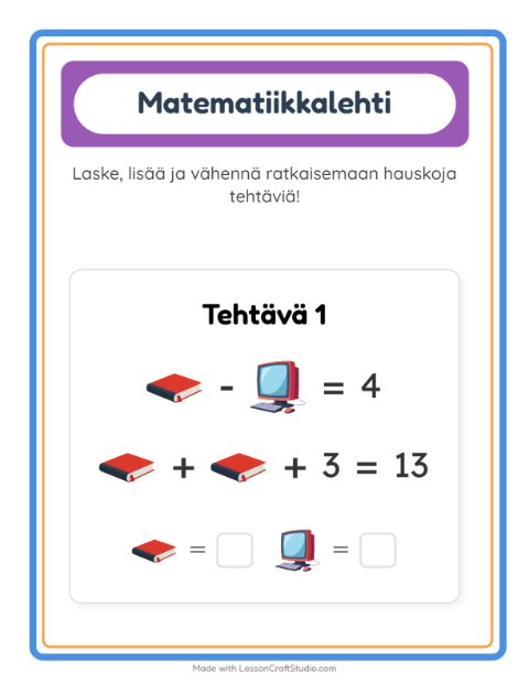 Päättele kahdella kuvalla – Luokkahuone