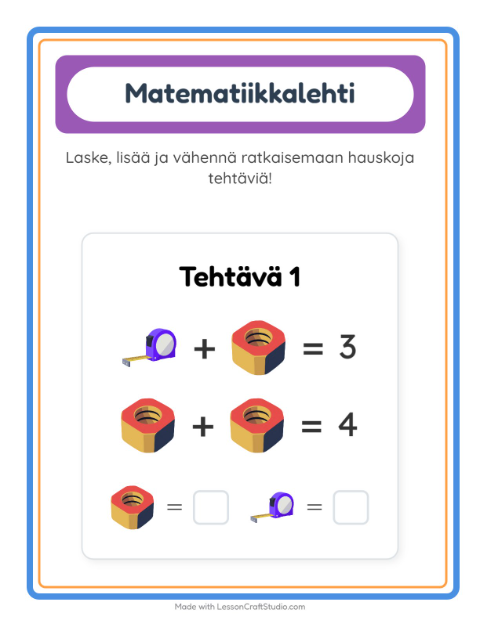 Päättele kahdella kuvalla – Työkalut