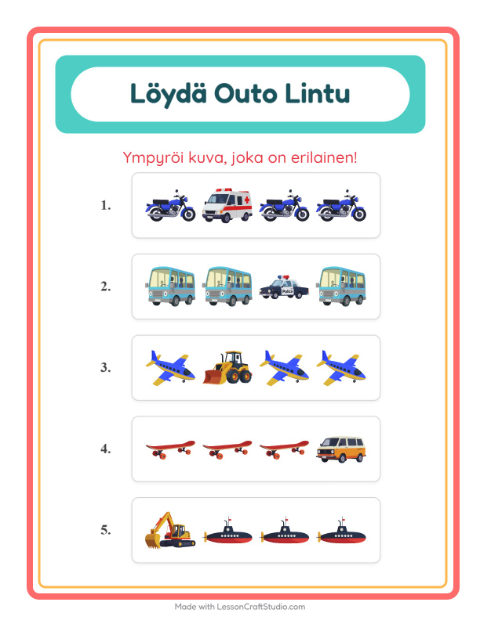 Mikä ei kuulu joukkoon (sama ryhmä) – Ajoneuvot