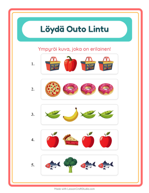 Mikä ei kuulu joukkoon (sama ryhmä) – Ruokakaupassa