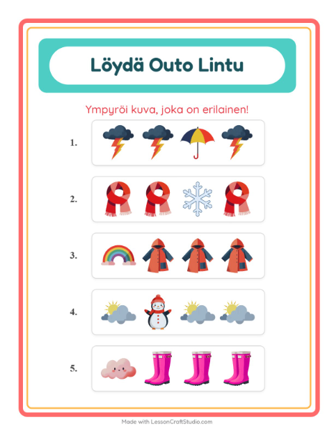 Mikä ei kuulu joukkoon (sama ryhmä) – Sää