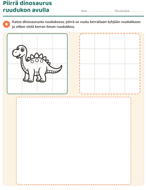 Piirrä dinosaurus ruudukon avulla