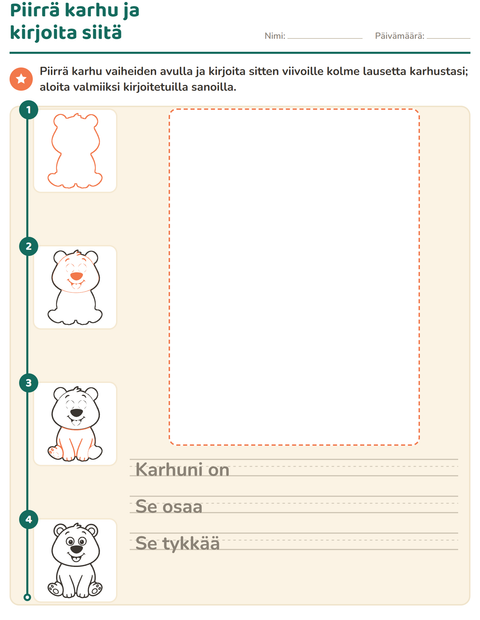 Esikatselu: Piirrä karhu ja kirjoita siitä