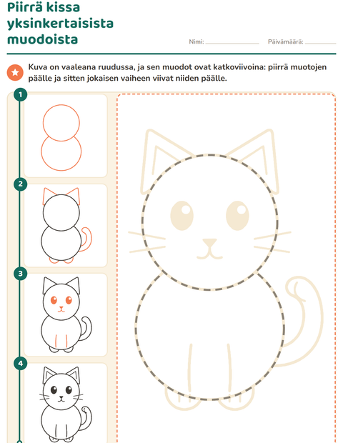 Esikatselu: Piirrä vaihe vaiheelta-tehtäväarkki, Esiopetus