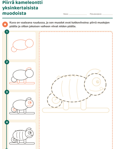 Esikatselu: Piirrä vaihe vaiheelta-tehtäväarkki, Esiopetus
