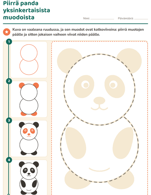 Esikatselu: Piirrä vaihe vaiheelta-tehtäväarkki, Esiopetus