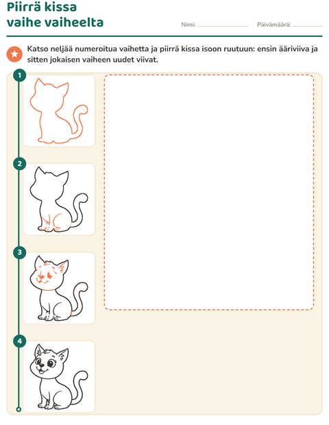 Esikatselu: Piirrä kissa vaihe vaiheelta