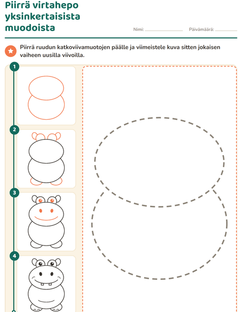 Esikatselu: Piirrä vaihe vaiheelta-tehtäväarkki, Esiopetus