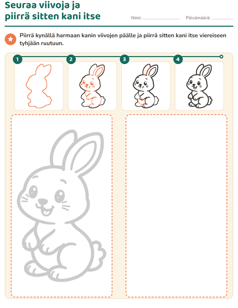 Piirrä viivojen päälle ja sitten kani itse