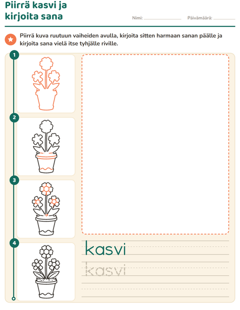 Esikatselu: Piirrä vaihe vaiheelta-tehtäväarkki, Esiopetus