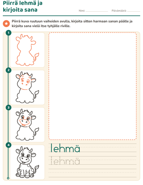 Esikatselu: Piirrä vaihe vaiheelta-tehtäväarkki, Esiopetus