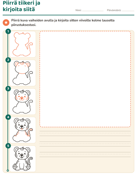 Esikatselu: Piirrä vaihe vaiheelta-tehtäväarkki, 2. luokka