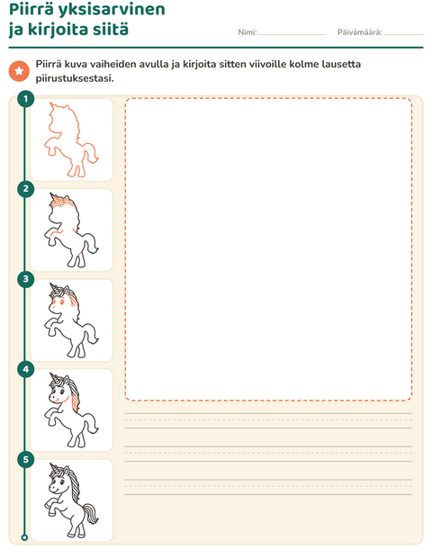 Esikatselu: Piirrä vaihe vaiheelta-tehtäväarkki, 2. luokka