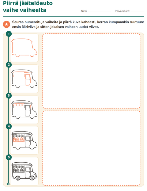 Esikatselu: Piirrä vaihe vaiheelta-tehtäväarkki, Esiopetus