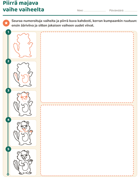 Esikatselu: Piirrä vaihe vaiheelta-tehtäväarkki, Esiopetus