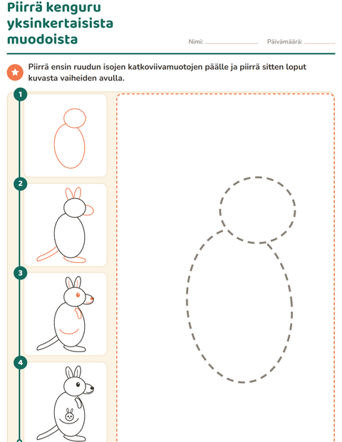 Esikatselu: Piirrä vaihe vaiheelta-tehtäväarkki, Esiopetus