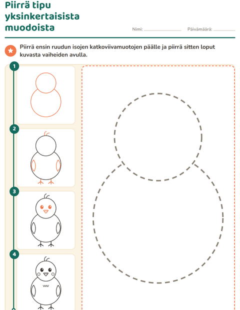 Esikatselu: Piirrä vaihe vaiheelta-tehtäväarkki, Esiopetus