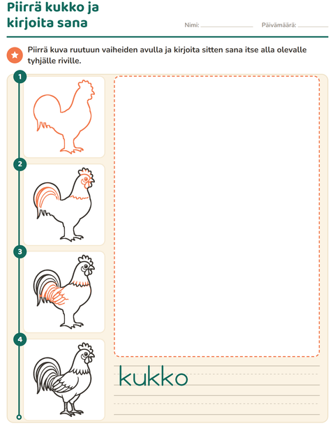 Esikatselu: Piirrä vaihe vaiheelta-tehtäväarkki, Esiopetus