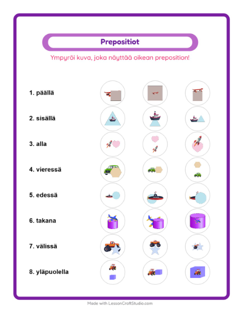 Valitse sijaintisana – Ajoneuvot