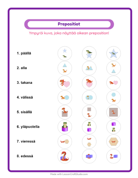 Valitse sijaintisana – Matelijat ja sammakkoeläimet