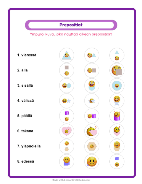 Valitse sijaintisana – Tunteet