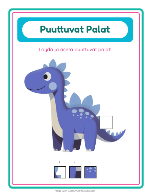 Esikatselu: Puuttuvat palat: Dinosaurukset – esikouluikäisille
