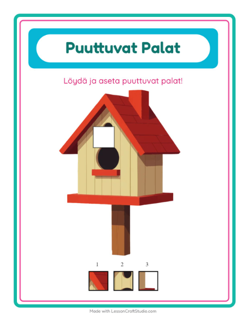 Esikatselu: Puuttuvat Palat-tehtäväarkki, aiheena Kevät, Esiopetus
