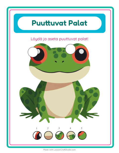 Esikatselu: Puuttuvat Palat-tehtäväarkki, aiheena Metsän eläimet, Esiopetus