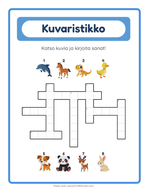 Esikatselu: Ristikko-tehtäväarkki, 2. luokka