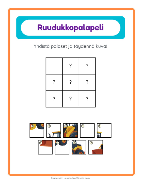 Esikatselu: Ruudukkoyhdistys: Ajoneuvot – esikouluikäisille