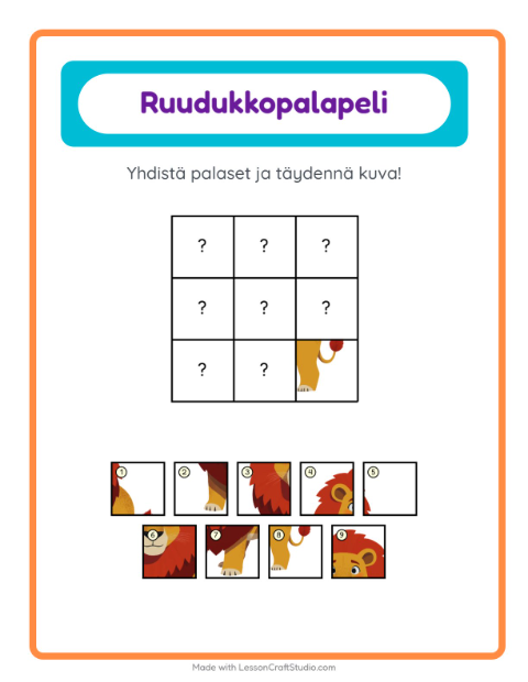 Ruudukkoyhdistys – Eläintarhan eläimet