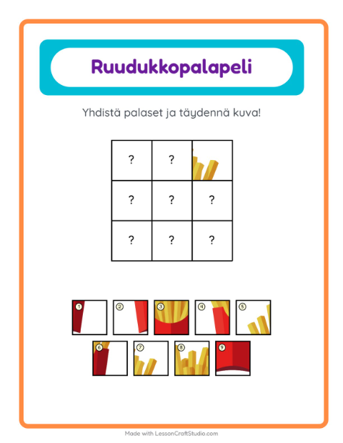 Esikatselu: Ruudukkoyhdistys-tehtäväarkki, aiheena Heinäkuun 4., Esiopetus