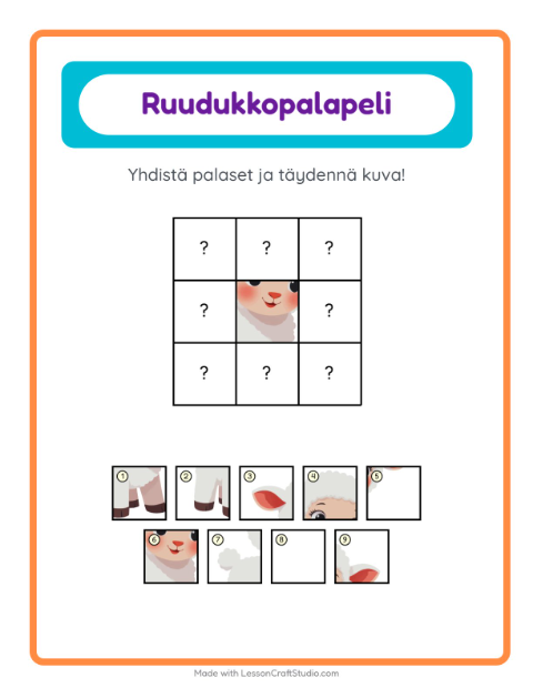 Ruudukkoyhdistys – Maatilan eläimet