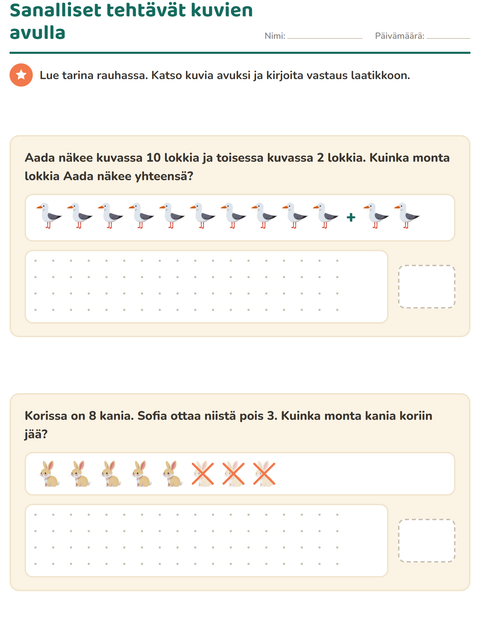 Sanalliset tehtävät: eläimet