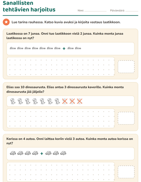 Esikatselu: Sanalliset tehtävät-tehtäväarkki, aiheena Lelut MV, 1. luokka